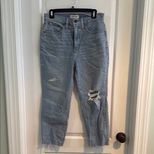 Madewell Blue Ankle Cropped Distressed Jeans